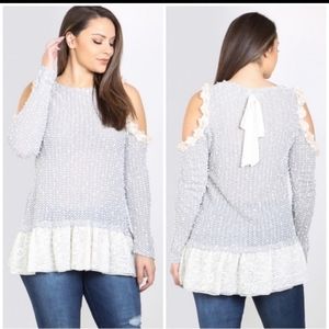 Gave away for Christmas Ryu A'reve Floral Lace Sweater Cut Out Sleeves